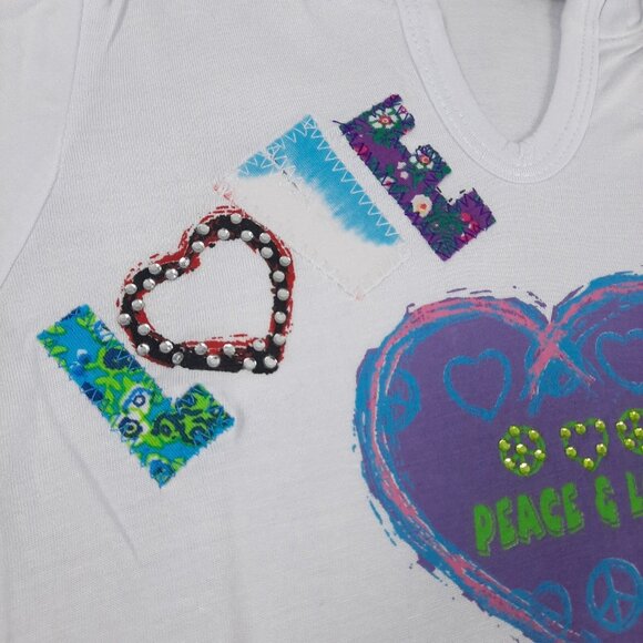 Flowers by Zoe Girls Hoodie 18M White Peace Love Graphic Rhinestone Y2K Retro - Picture 6 of 9